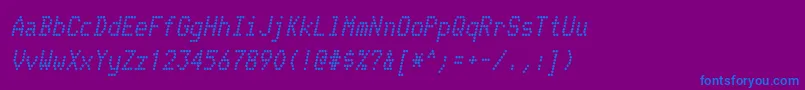 TelidonrgBolditalic-fontti – siniset fontit violetilla taustalla