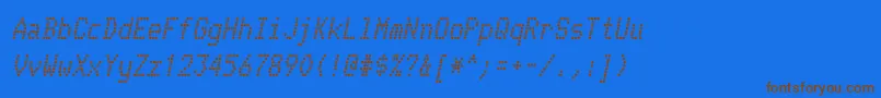 フォントTelidonrgBolditalic – 茶色の文字が青い背景にあります。