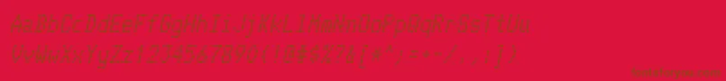 TelidonrgBolditalic-Schriftart – Braune Schriften auf rotem Hintergrund