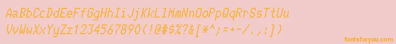 TelidonrgBolditalic-fontti – oranssit fontit vaaleanpunaisella taustalla