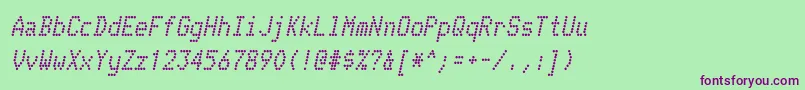 TelidonrgBolditalic-Schriftart – Violette Schriften auf grünem Hintergrund
