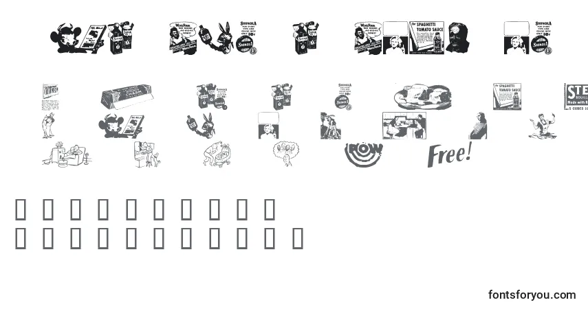 Schriftart OldTimeAdDingsOne – Alphabet, Zahlen, spezielle Symbole