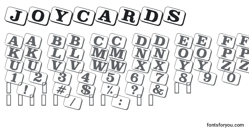 Schriftart Joycards – Alphabet, Zahlen, spezielle Symbole