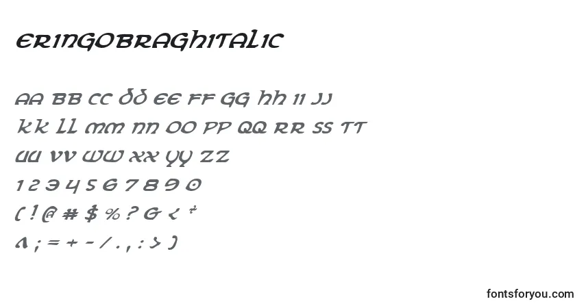 Schriftart ErinGoBraghItalic – Alphabet, Zahlen, spezielle Symbole