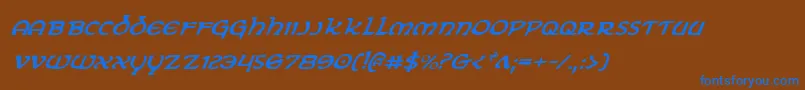 ErinGoBraghItalic-Schriftart – Blaue Schriften auf braunem Hintergrund