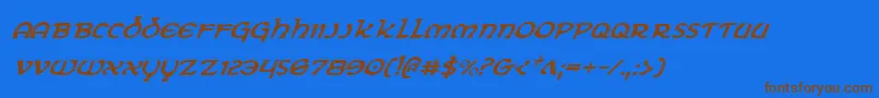 ErinGoBraghItalic-Schriftart – Braune Schriften auf blauem Hintergrund