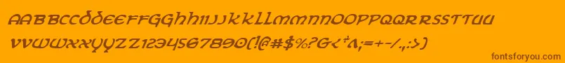 ErinGoBraghItalic-Schriftart – Braune Schriften auf orangefarbenem Hintergrund