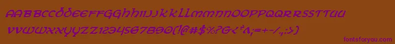 Czcionka ErinGoBraghItalic – fioletowe czcionki na brązowym tle