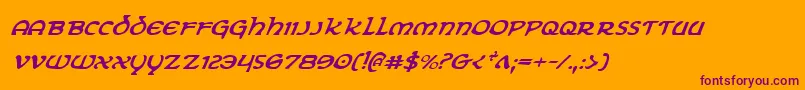 ErinGoBraghItalic-Schriftart – Violette Schriften auf orangefarbenem Hintergrund