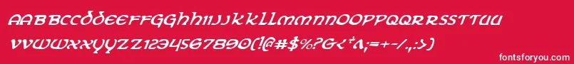 フォントErinGoBraghItalic – 赤い背景に白い文字