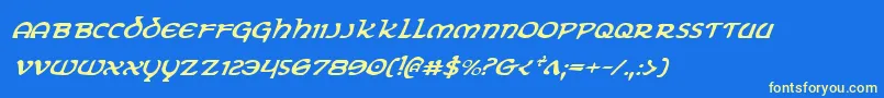 ErinGoBraghItalic-Schriftart – Gelbe Schriften auf blauem Hintergrund