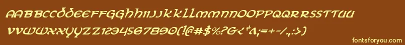 ErinGoBraghItalic-fontti – keltaiset fontit ruskealla taustalla