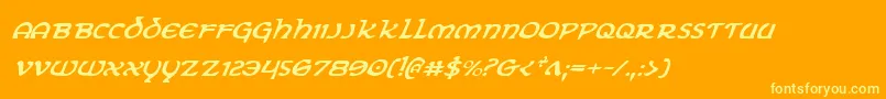 ErinGoBraghItalic-Schriftart – Gelbe Schriften auf orangefarbenem Hintergrund