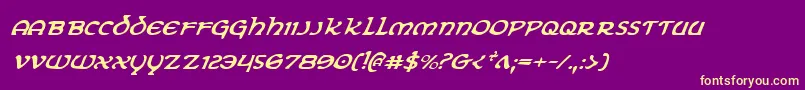 ErinGoBraghItalic Font – Yellow Fonts on Purple Background