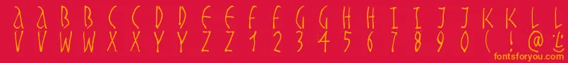 Handwrittenslim Font – Orange Fonts on Red Background