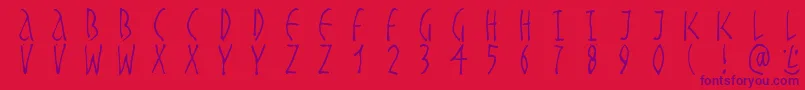 Handwrittenslim Font – Purple Fonts on Red Background