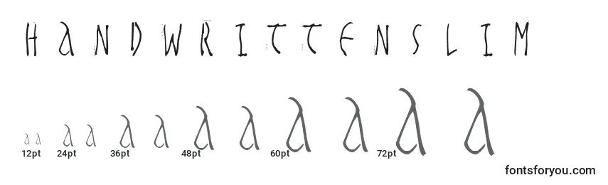 Handwrittenslim Font Sizes