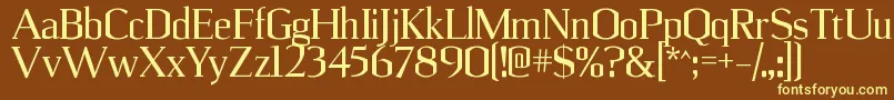 UlianrgRegular-fontti – keltaiset fontit ruskealla taustalla