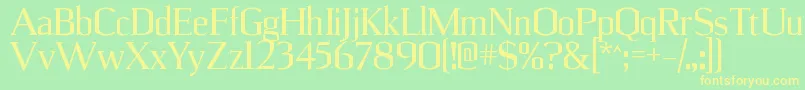 UlianrgRegular-fontti – keltaiset fontit vihreällä taustalla