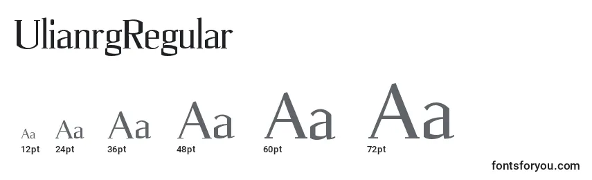 Размеры шрифта UlianrgRegular