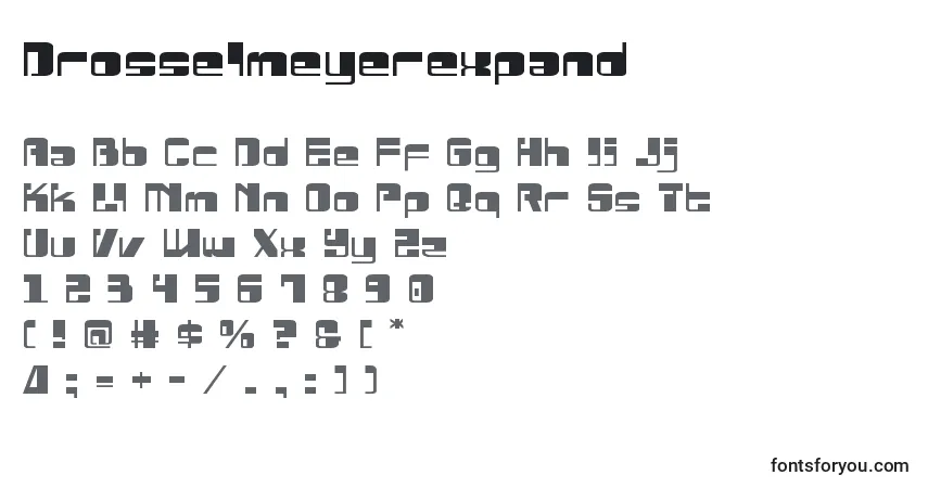 A fonte Drosselmeyerexpand – alfabeto, números, caracteres especiais