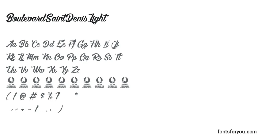 Шрифт BoulevardSaintDenisLight – алфавит, цифры, специальные символы