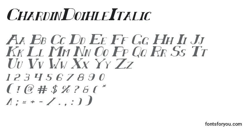 Fuente ChardinDoihleItalic - alfabeto, números, caracteres especiales
