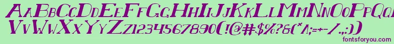 Czcionka ChardinDoihleItalic – fioletowe czcionki na zielonym tle