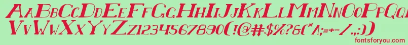 Fonte ChardinDoihleItalic – fontes vermelhas em um fundo verde