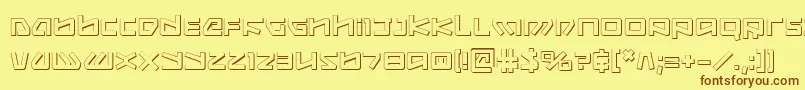 フォントKobold ffy – 茶色の文字が黄色の背景にあります。