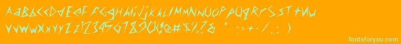 Fonte Rscuneifont – fontes verdes em um fundo laranja