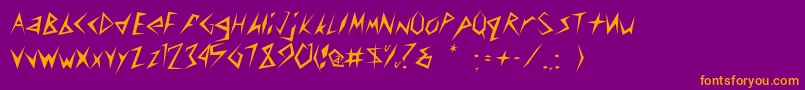 Rscuneifont-Schriftart – Orangefarbene Schriften auf violettem Hintergrund