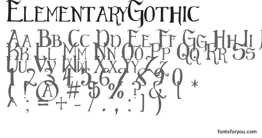 Schriftart ElementaryGothic (112577) – Alphabet, Zahlen, spezielle Symbole