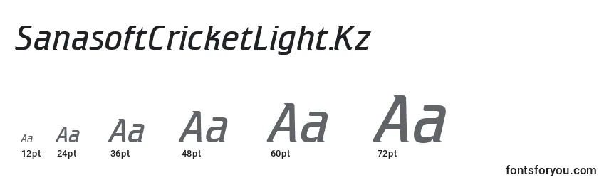 Размеры шрифта SanasoftCricketLight.Kz