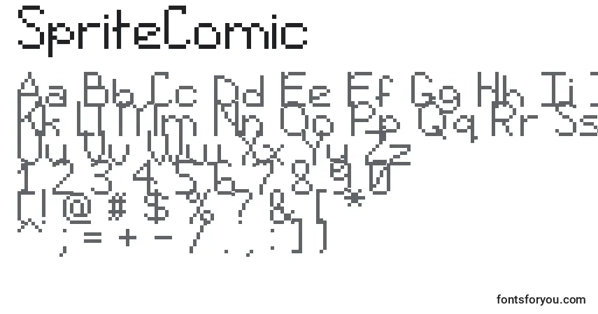 SpriteComic-fontti – aakkoset, numerot, erikoismerkit