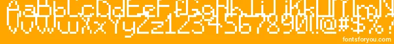 SpriteComic-Schriftart – Weiße Schriften auf orangefarbenem Hintergrund