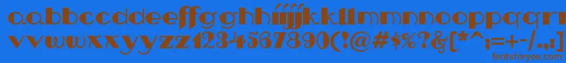 Nip-Schriftart – Braune Schriften auf blauem Hintergrund