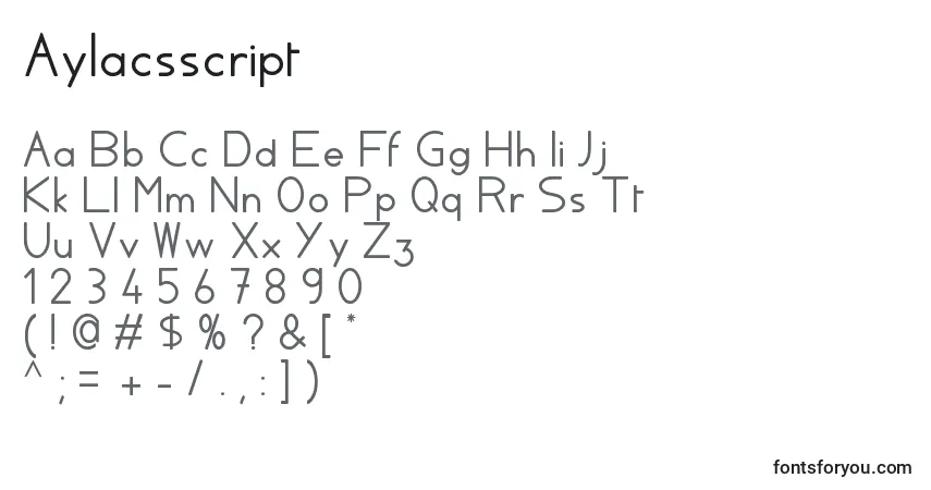 Schriftart Aylacsscript – Alphabet, Zahlen, spezielle Symbole