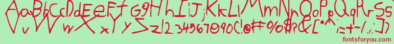 Kgdomoismyfavorite Font – Red Fonts on Green Background