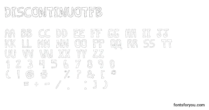DiscontinuoTfb-fontti – aakkoset, numerot, erikoismerkit