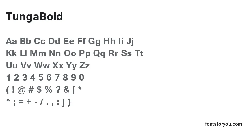Schriftart TungaBold – Alphabet, Zahlen, spezielle Symbole