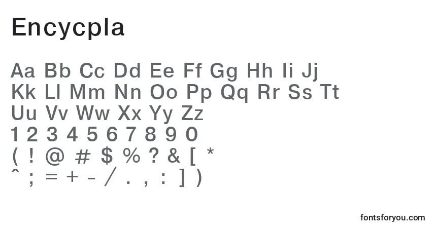 Schriftart Encycpla – Alphabet, Zahlen, spezielle Symbole