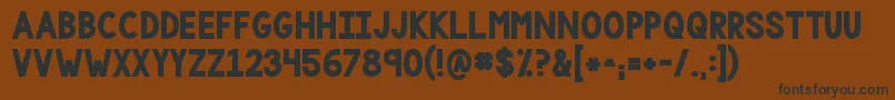 フォントKgonemorelightbig – 黒い文字が茶色の背景にあります