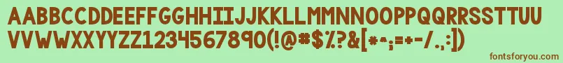 フォントKgonemorelightbig – 緑の背景に茶色のフォント