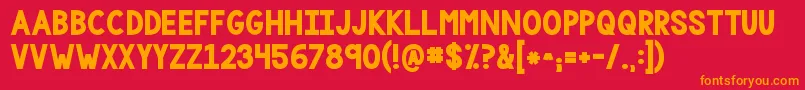 フォントKgonemorelightbig – 赤い背景にオレンジの文字