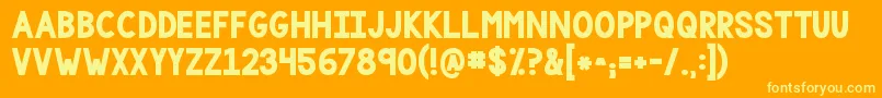 フォントKgonemorelightbig – オレンジの背景に黄色の文字