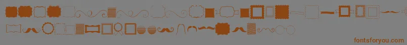 フォントKg Flavor And Frames – 茶色の文字が灰色の背景にあります。