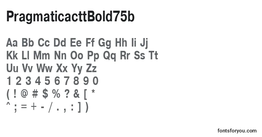 Czcionka PragmaticacttBold75b – alfabet, cyfry, specjalne znaki