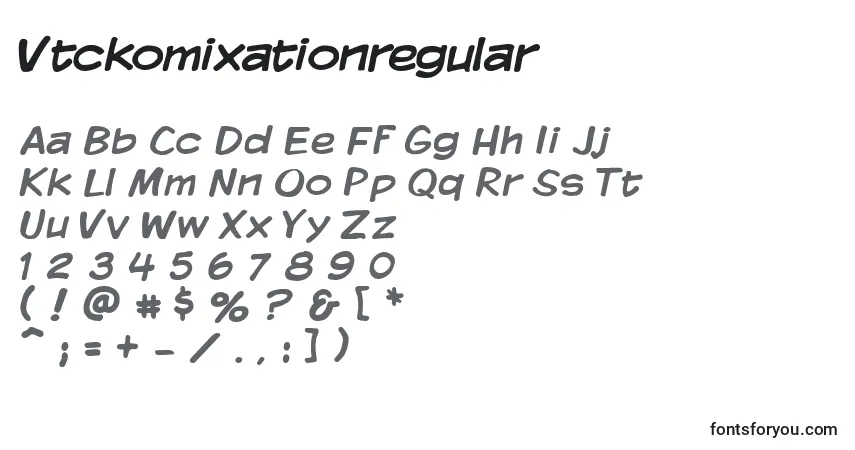 A fonte Vtckomixationregular – alfabeto, números, caracteres especiais