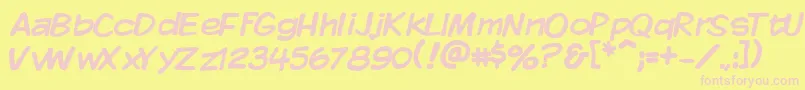 フォントVtckomixationregular – ピンクのフォント、黄色の背景